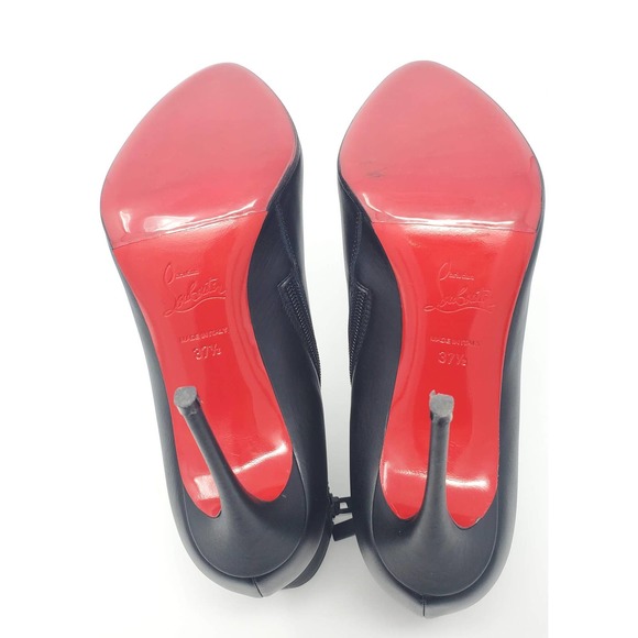 Christian Louboutin Boots Eloise 100 Heeled Ankle Booties Black Leather EU 37.5 - Picture 6 of 8